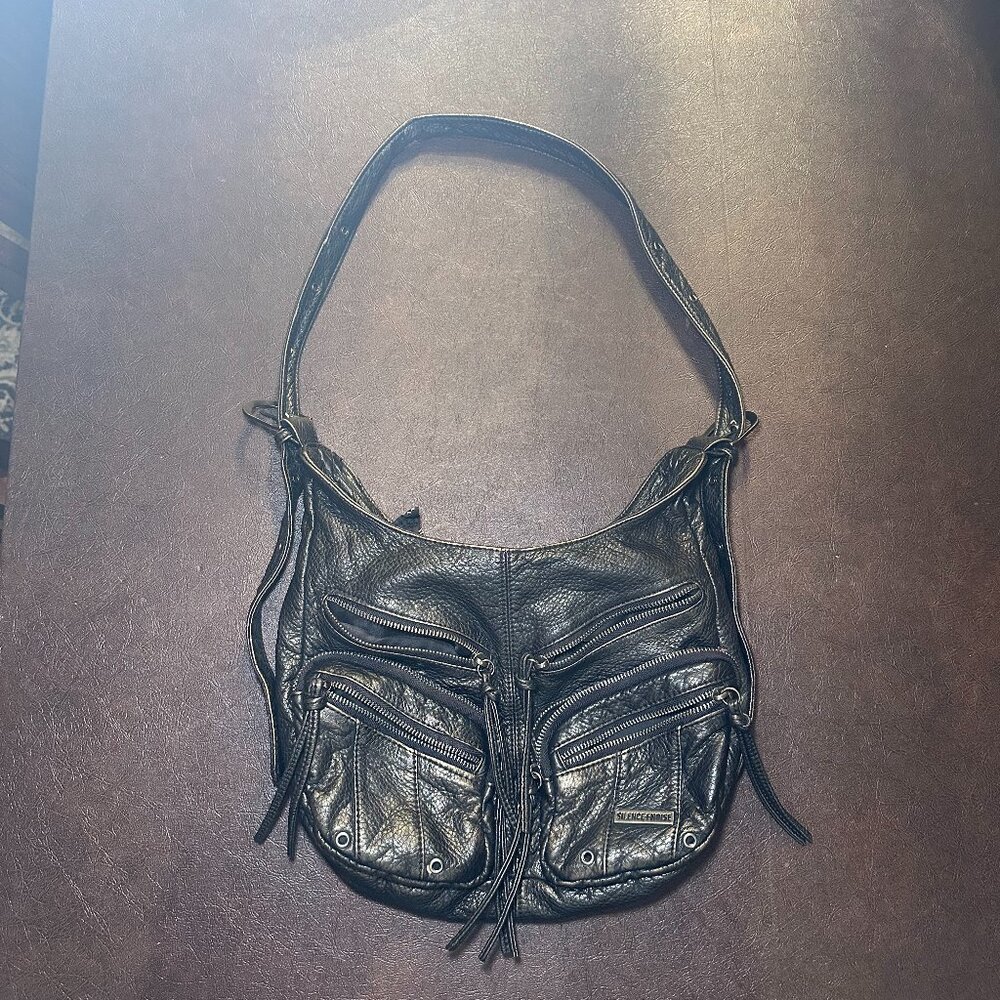 Urban Outfitters Silence + Noise Black Vegan Leather Y2K Edgy Grunge Moto Bag